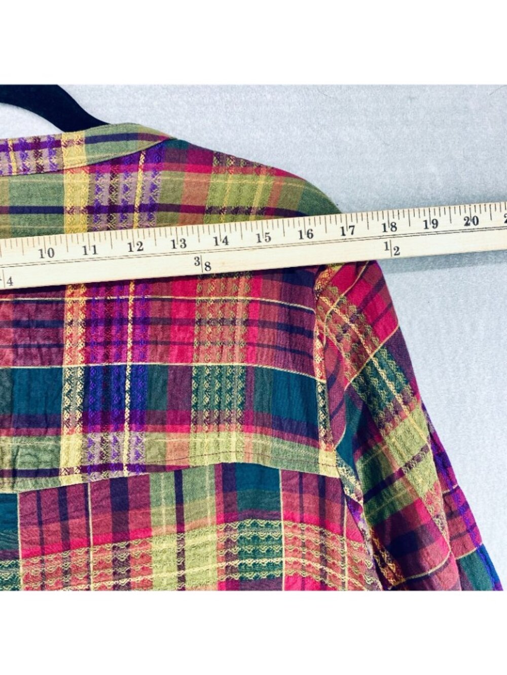 Habitat Top Womens M Multicolor Cotton Blend Plaid Blouse Sustainable Boho - Picture 8 of 12